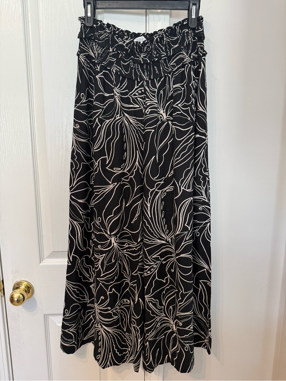 Patrons of Peace Smocked Waist High Rise Wide Leg Pants Flowy Floral Boho Sz L
